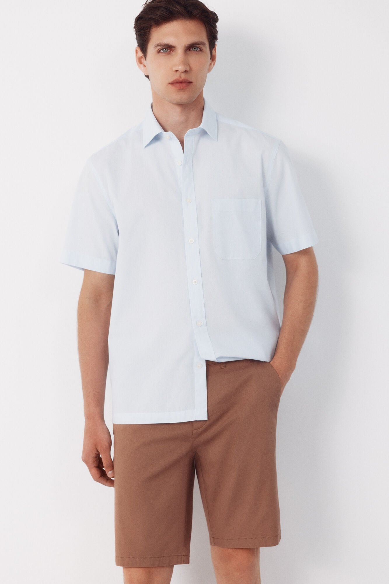 Cortefiel Lightweight printed chino Bermuda shorts Camel