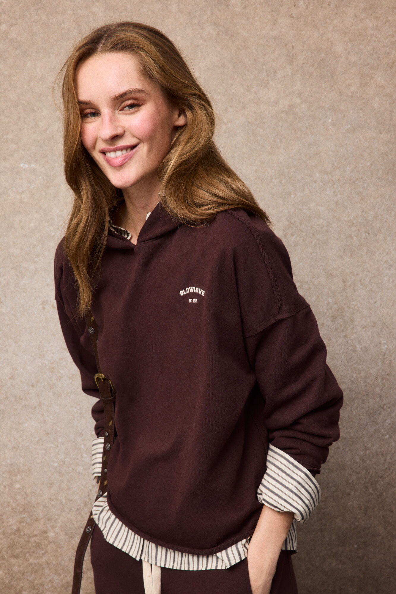 Slowlove Sudadera capucha SlowLove Marr&oacute;n oscuro