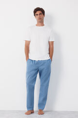 Cortefiel Jersey-knit and fabric pyjama set Blue