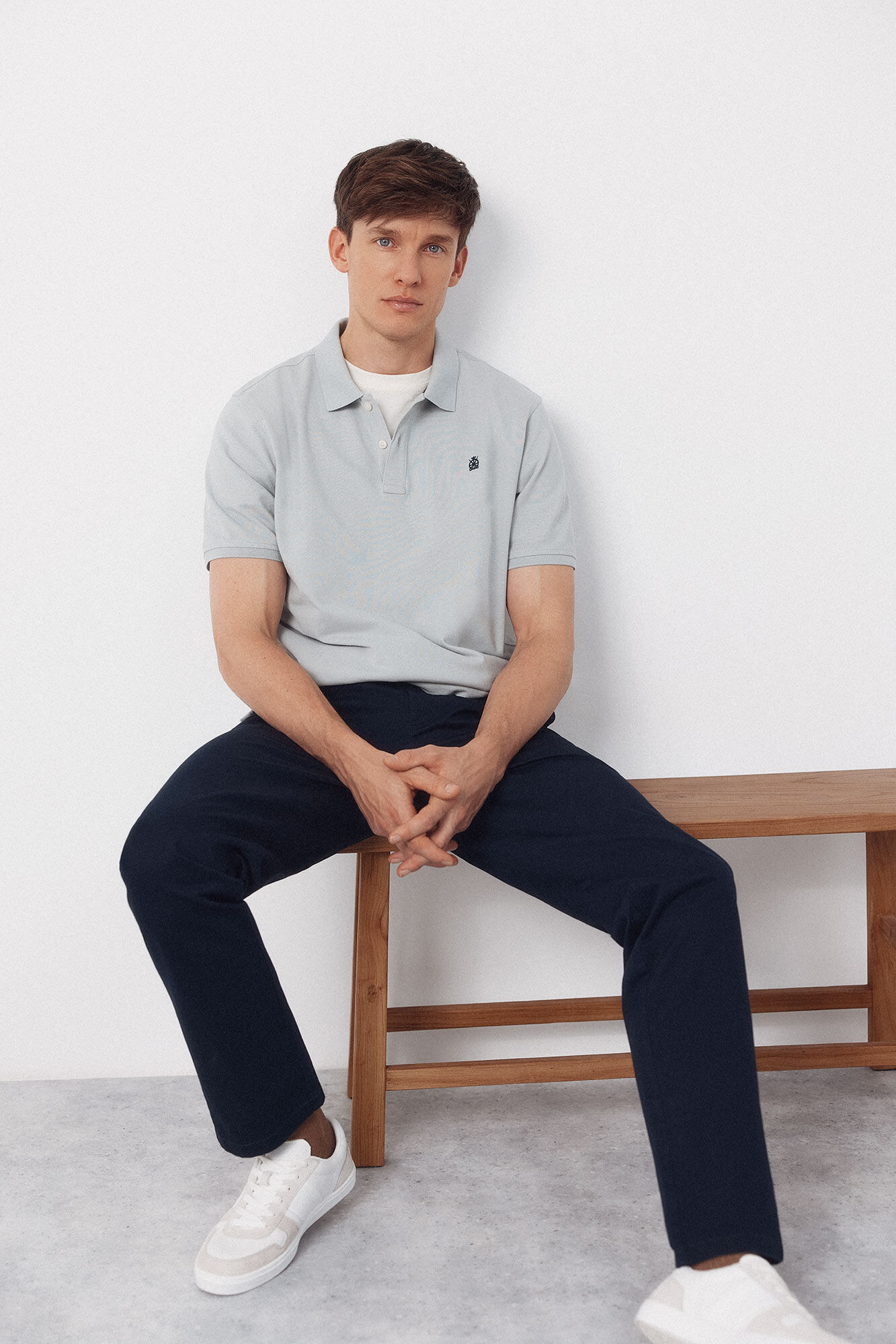 Cortefiel Piqu&eacute; basic polo shirt Blue