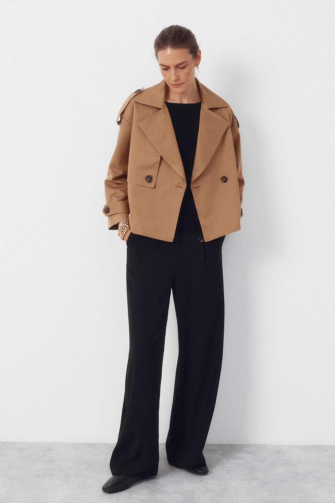 Cortefiel Short trench coat Beige