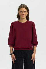 Selected Puffed sleeve top Maroon