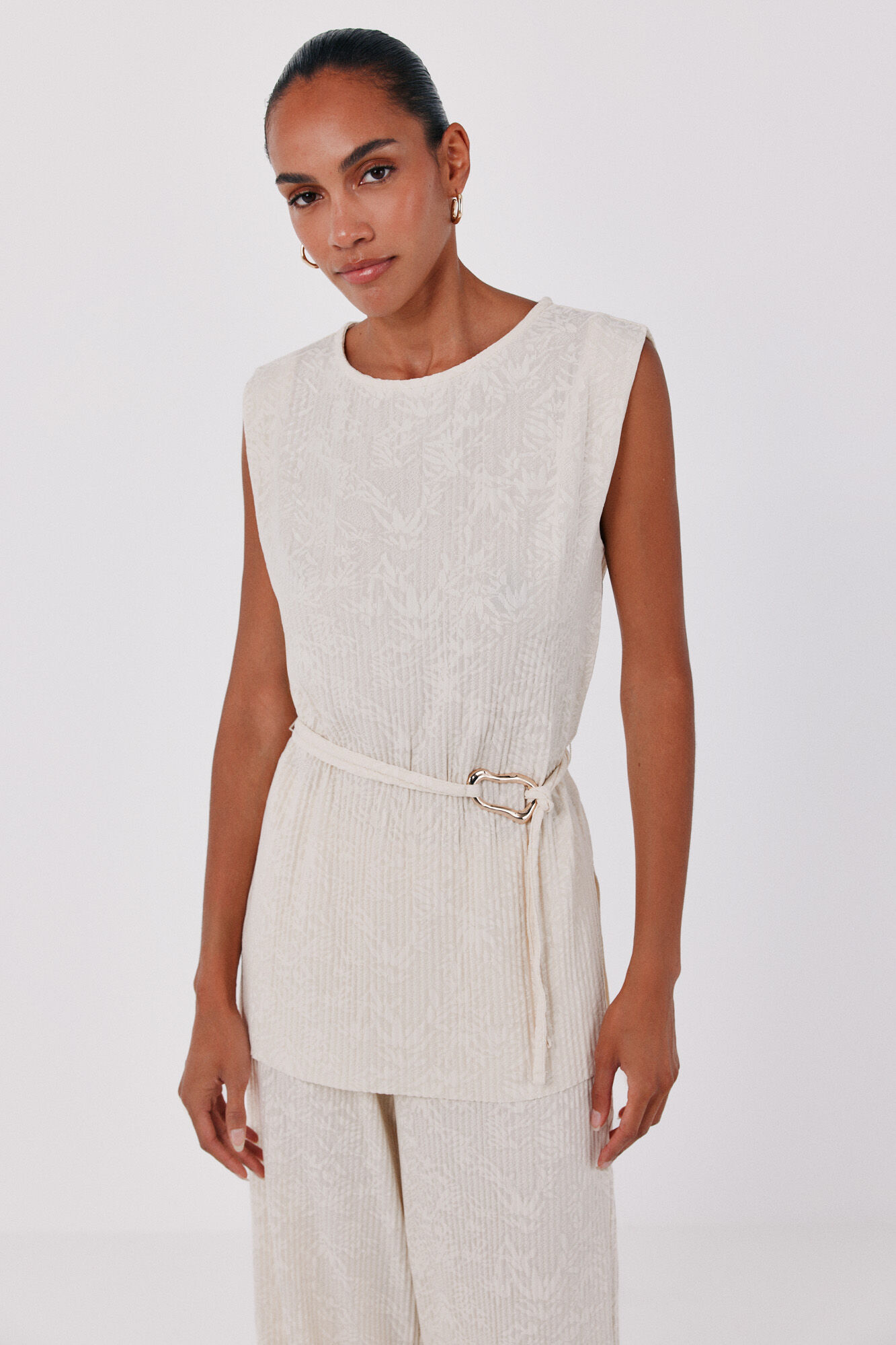 Cortefiel Top jacquard hebilla