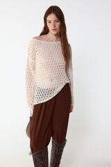 Slowlove Camisola de malha rendada Ecru