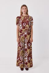 Cortefiel Printed wide-leg trousers Printed white