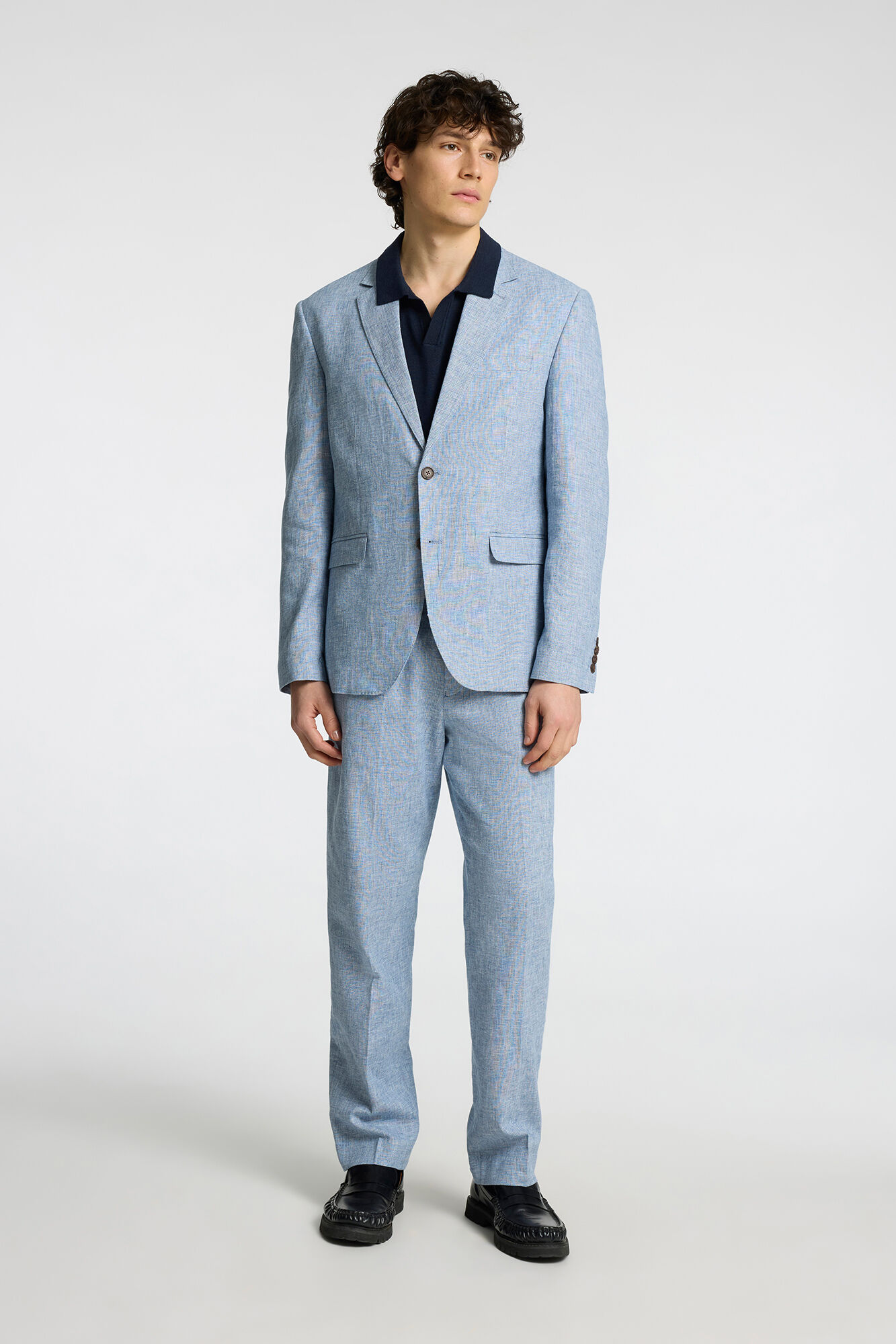 Selected Casaco de linho com aba Azul