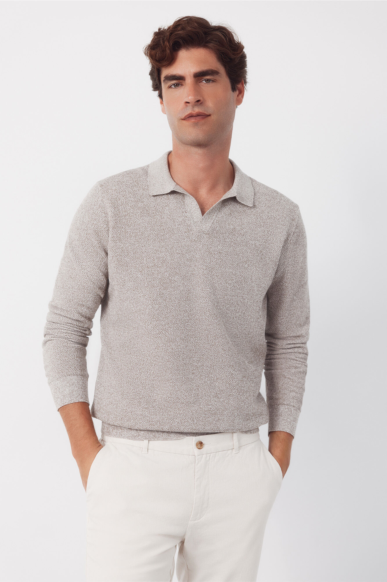 Cortefiel Camisola polo manga comprida tor&ccedil;al