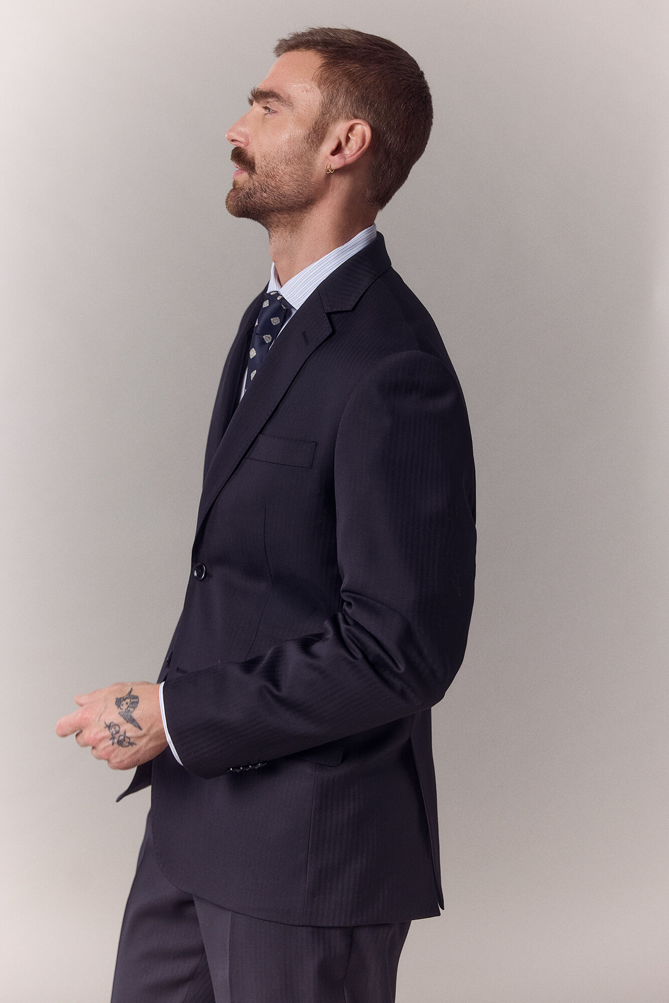 OOTO Herringbone suit blazer Navy