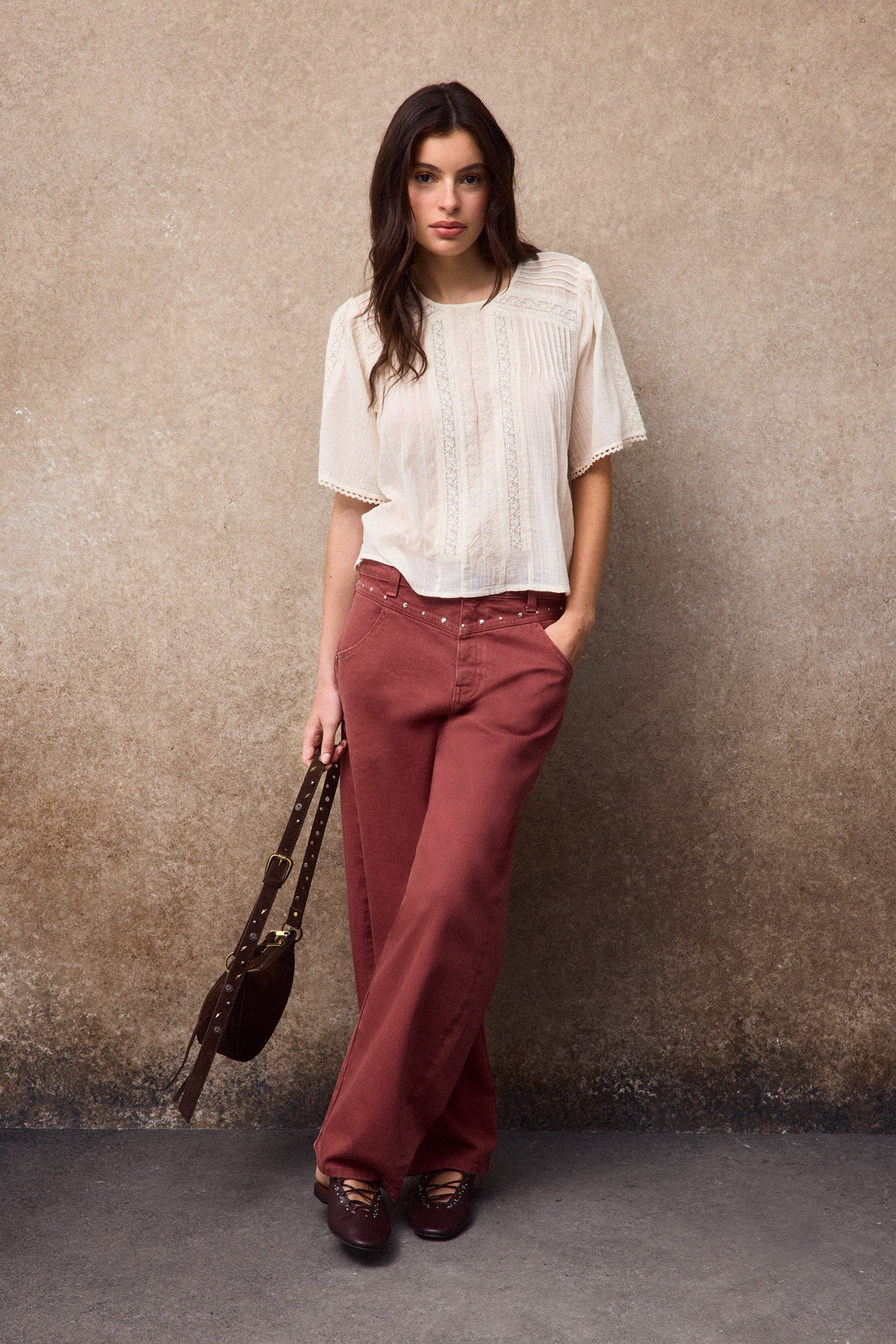 Slowlove Blusa detalles encaje
