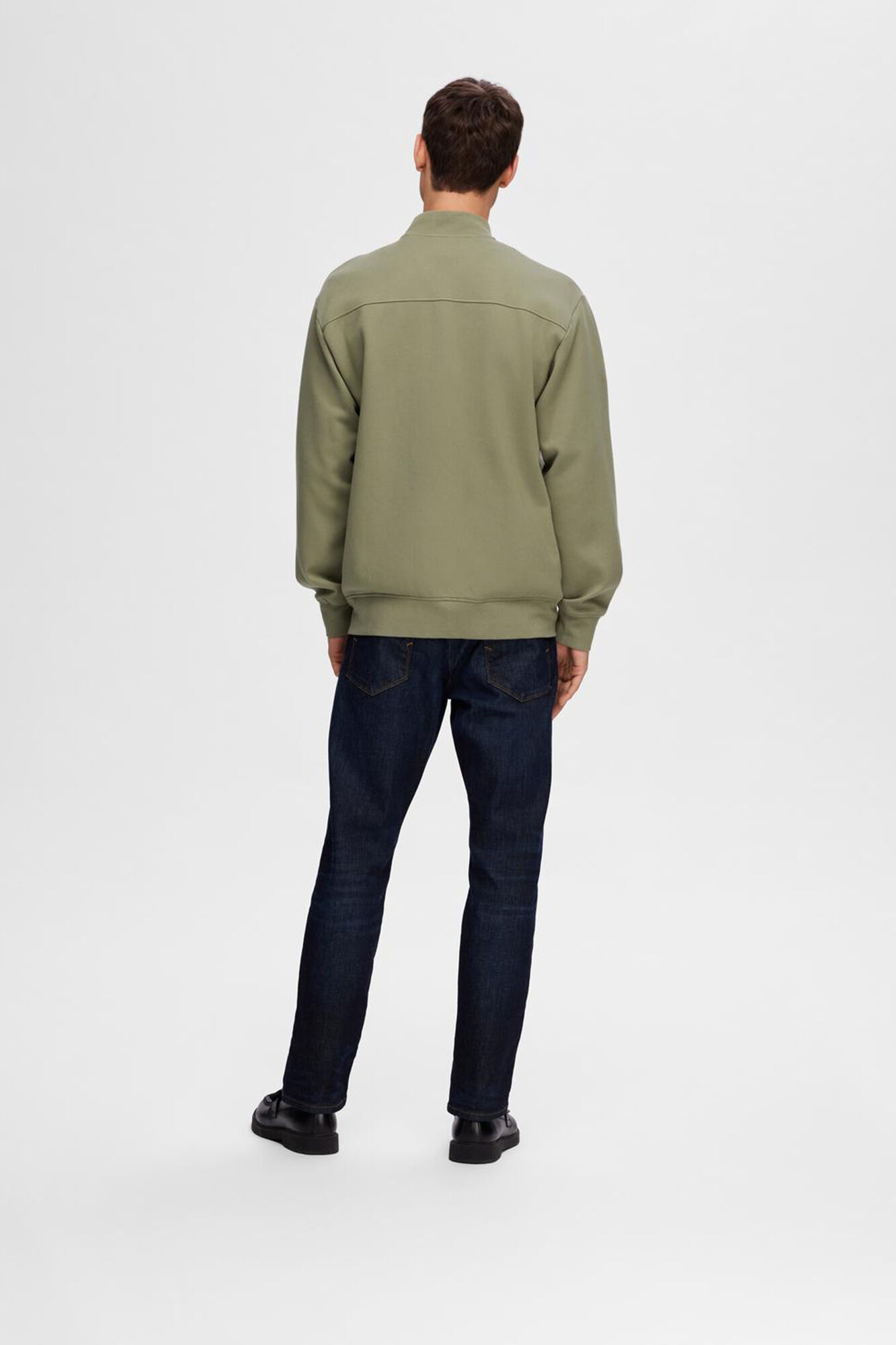 Selected Bomber style sweatshirt made with organic cotton Green