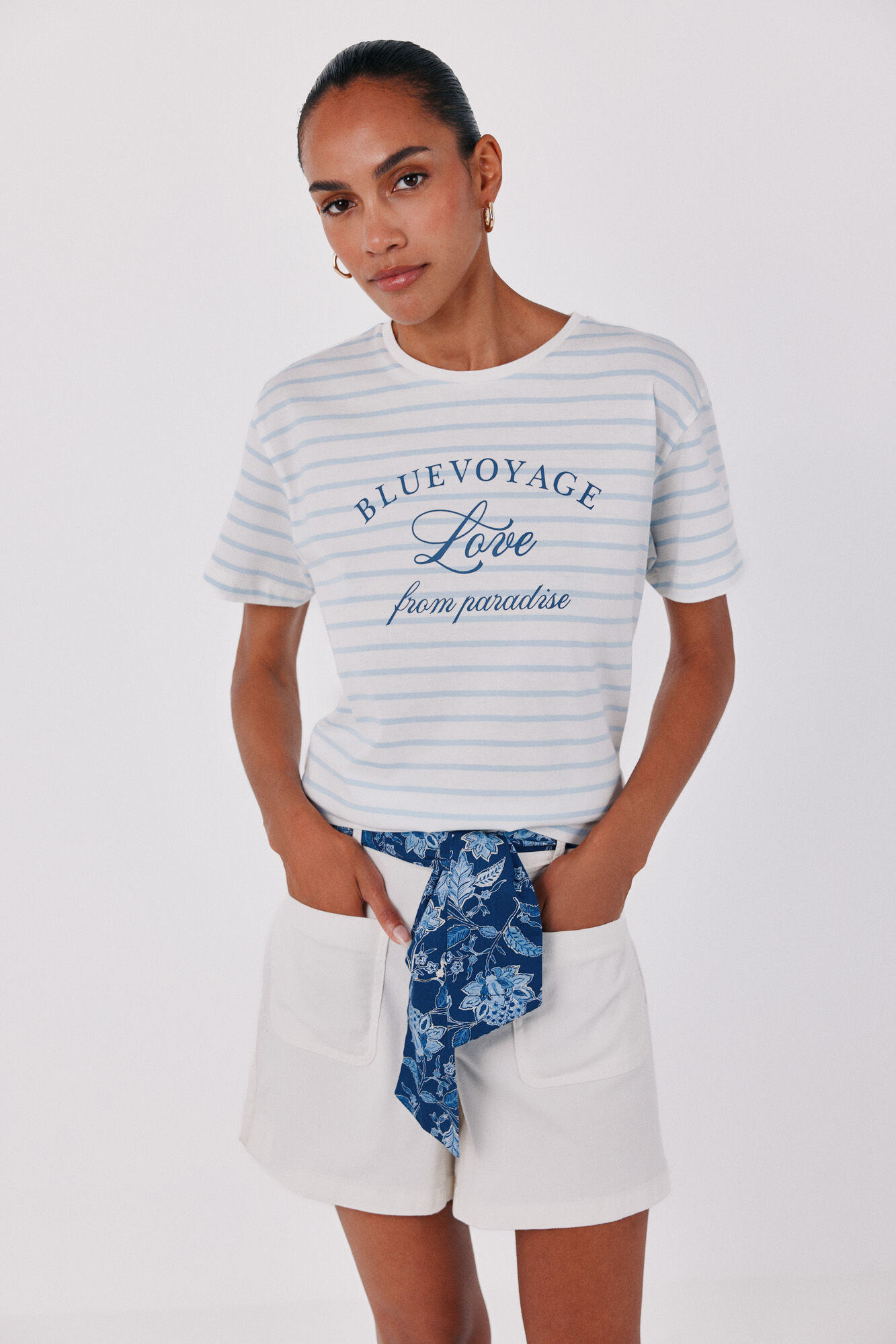 Cortefiel Camiseta raya estampada
