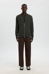 Selected 100% cotton cardigan Dark green