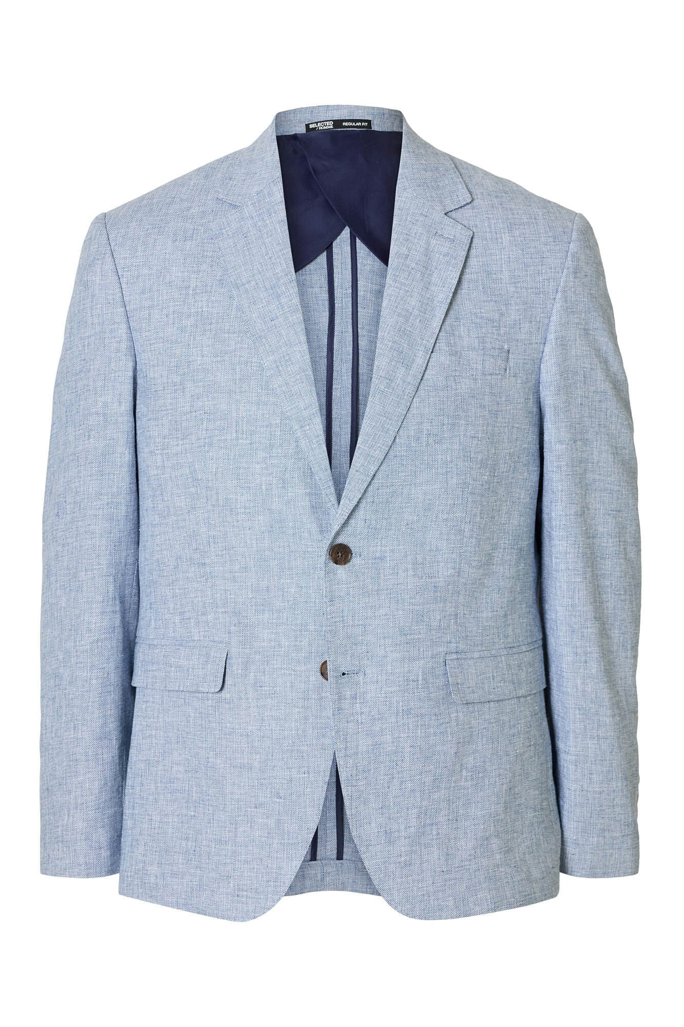 Selected Casaco de linho com aba Azul