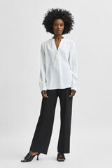Selected Flowing V-neck blouse made with recycled materials. White