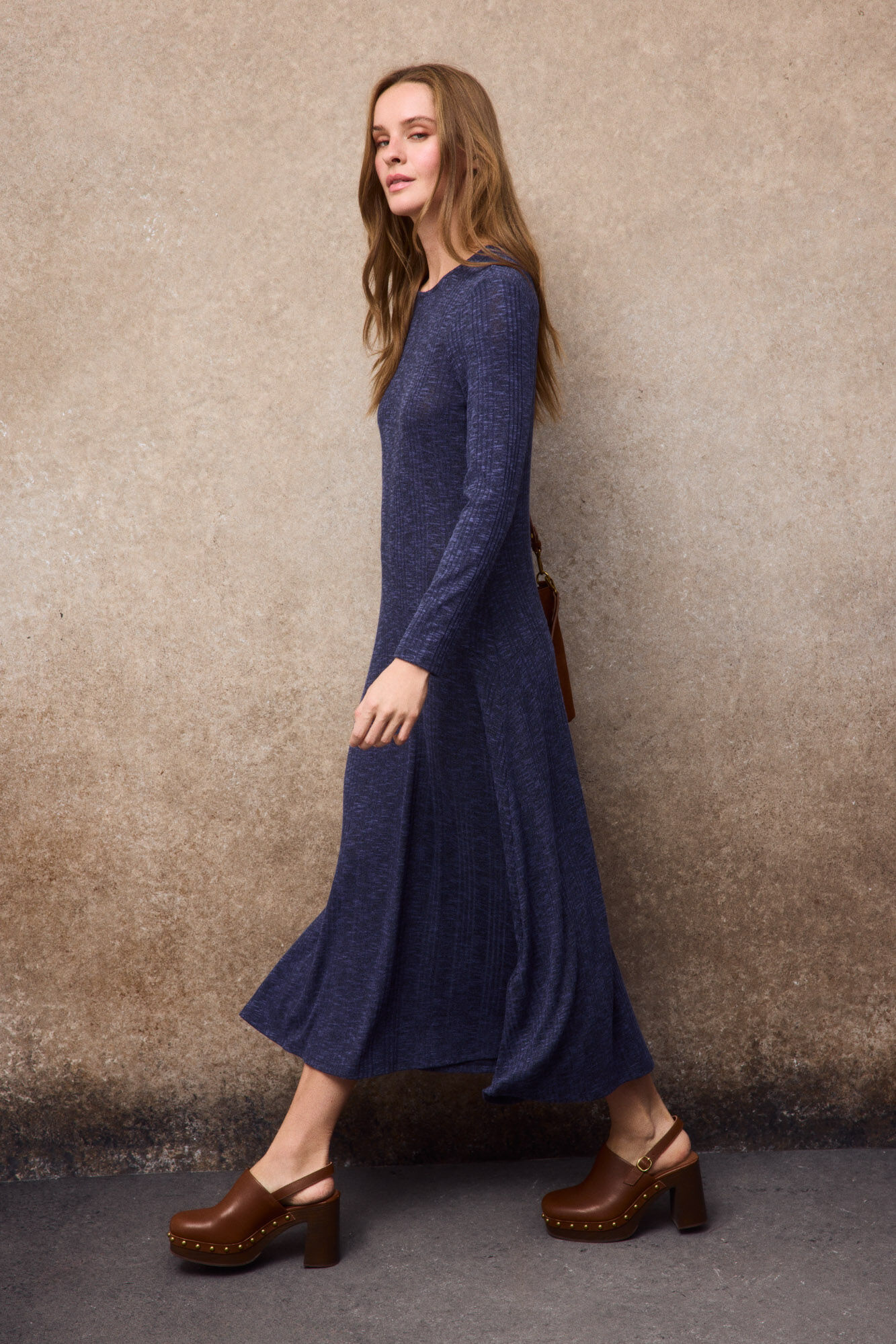 Slowlove Melange long dress Navy
