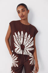Cortefiel Printed top Dark brown