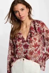 Morgan Blusa em chiffon com gola em V Multicolorido