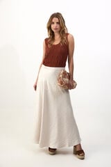 Slowlove Falda midi satinada con encaje Ivory
