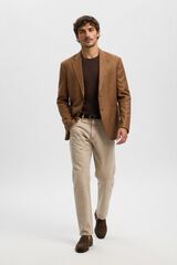 Selected Blazer de linho com lapela Castanho
