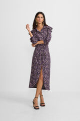 Silbon Ikat print midi skirt with slit Purple