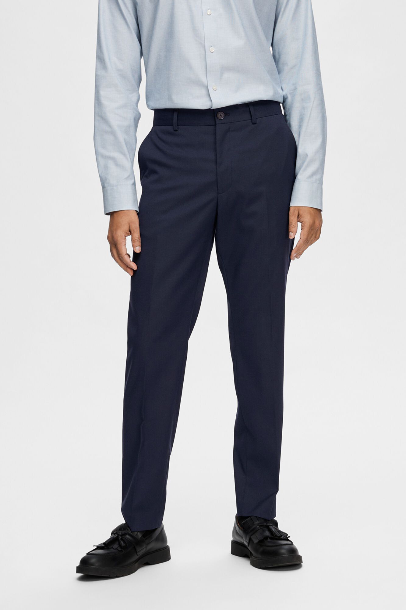 Selected Cal&ccedil;as de fato Slim Fit confecionadas com materiais reciclados Azul