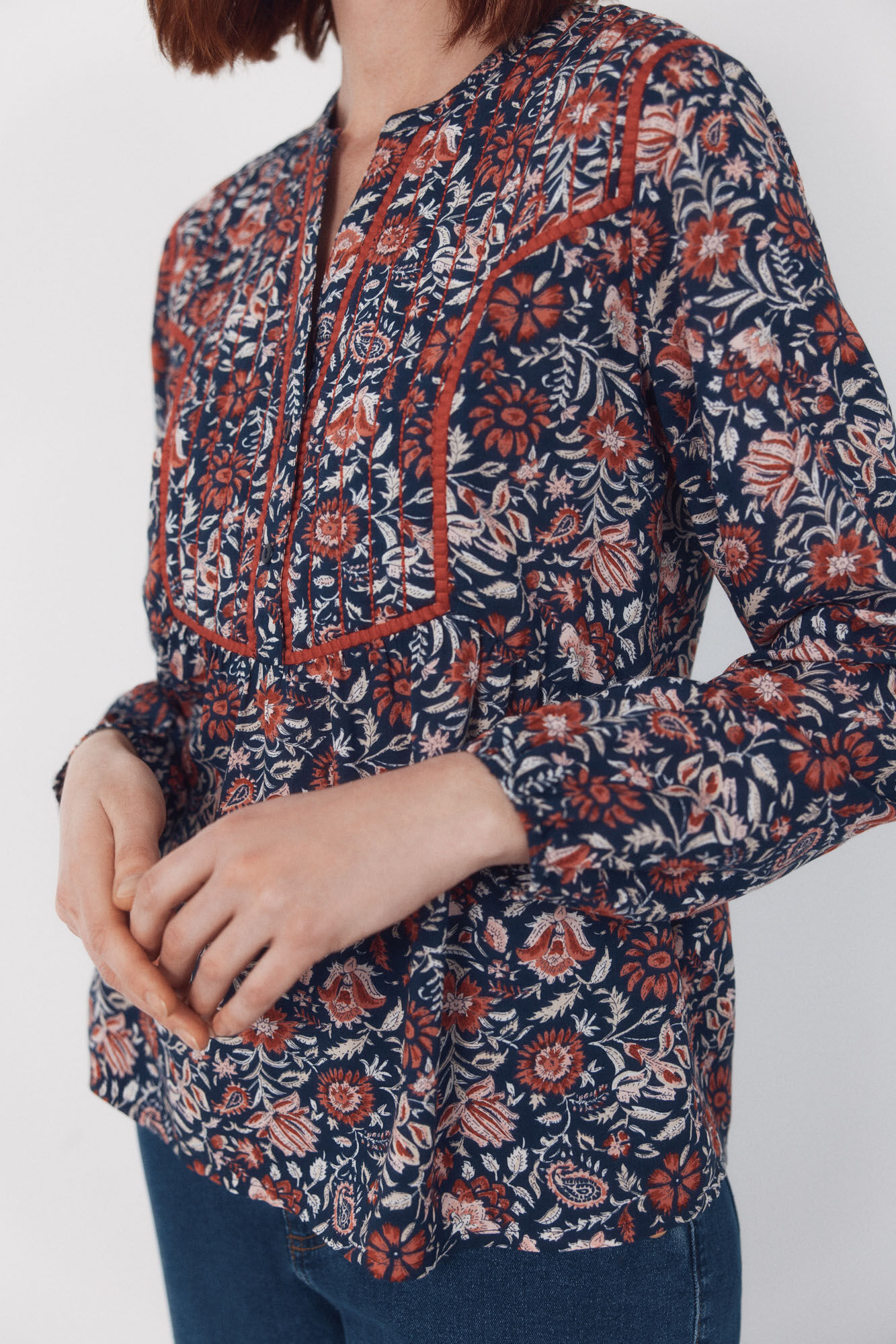 Cortefiel Padded mandarin blouse Multicolour