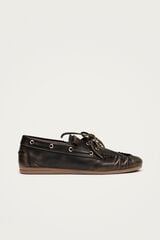 Alohas Mocassins em couro efeito vintage Rowan Castanho