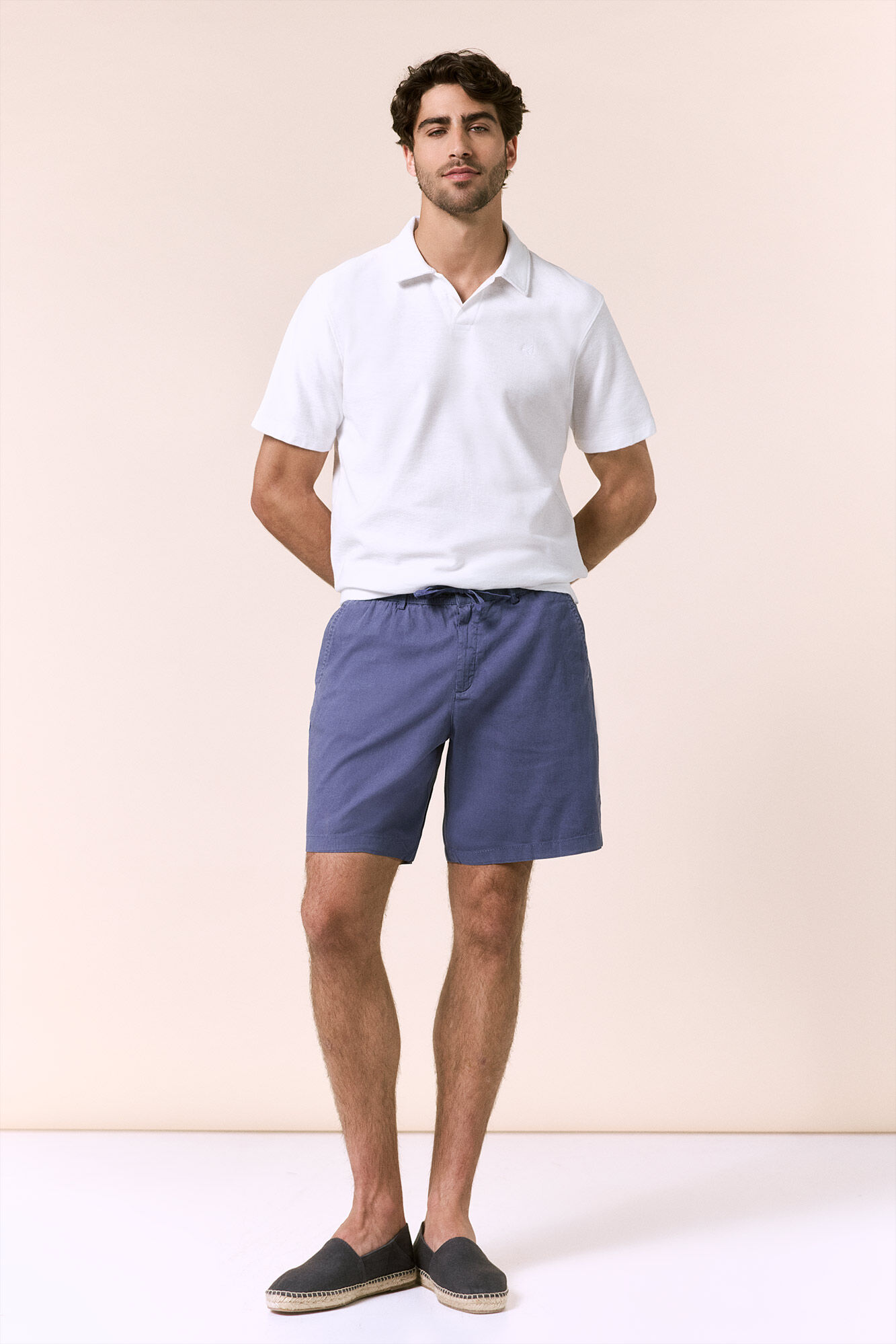 OOTO Linen drawstring Bermuda shorts Blue