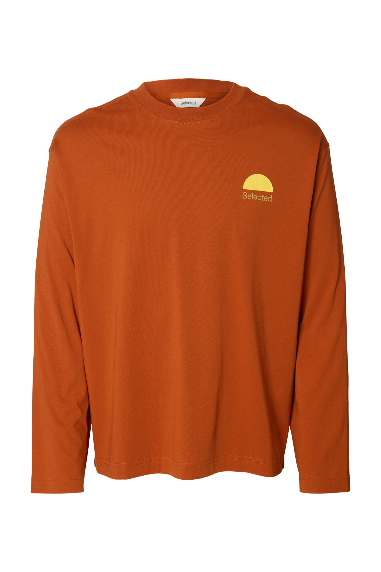 Selected T-shirt de manga comprida estampada Laranja