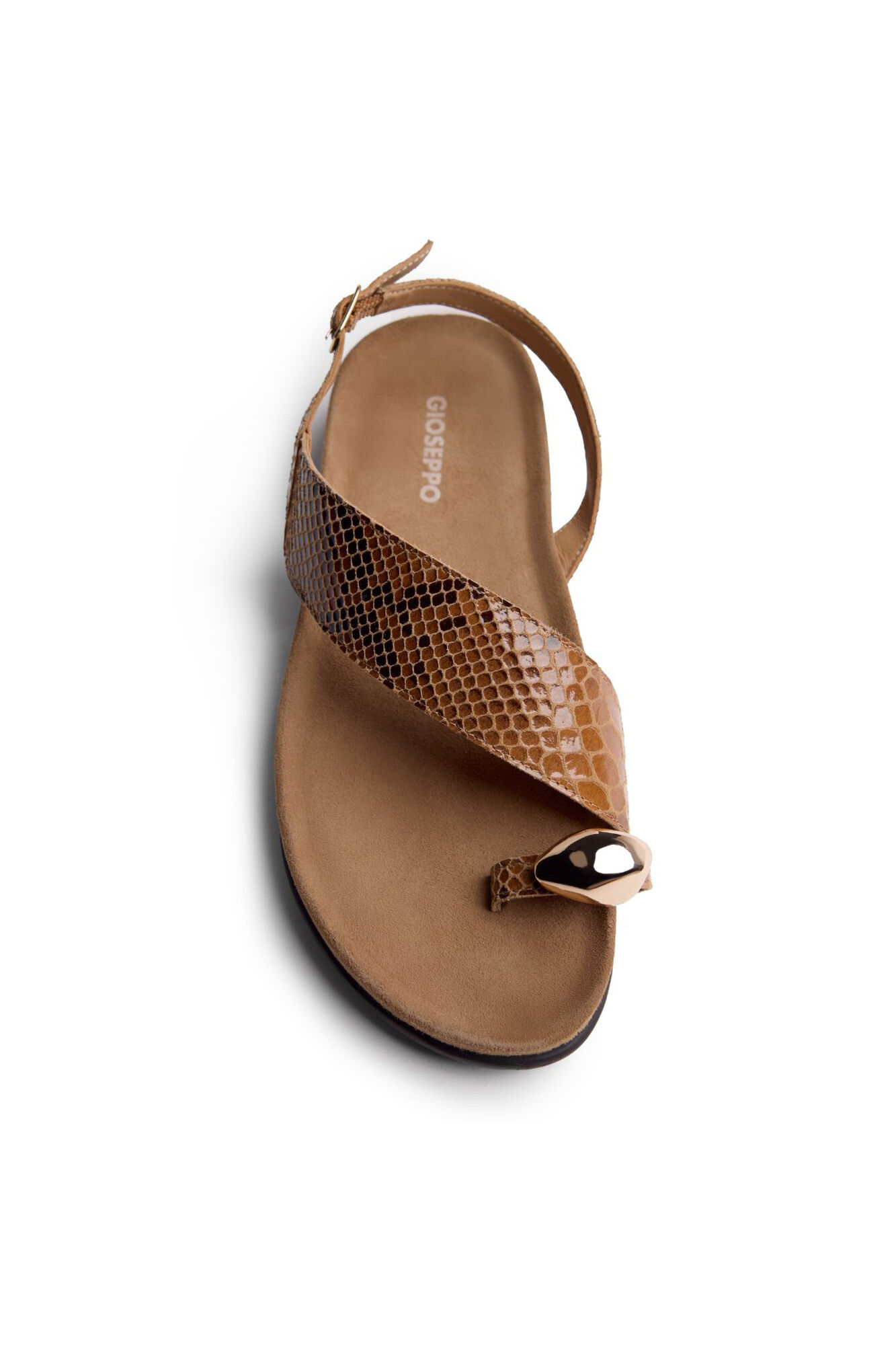 Gioseppo Leather animal print and jewel sandals tanauan Beige