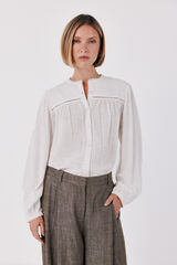 Cortefiel Embroidered contrast blouse Ivory