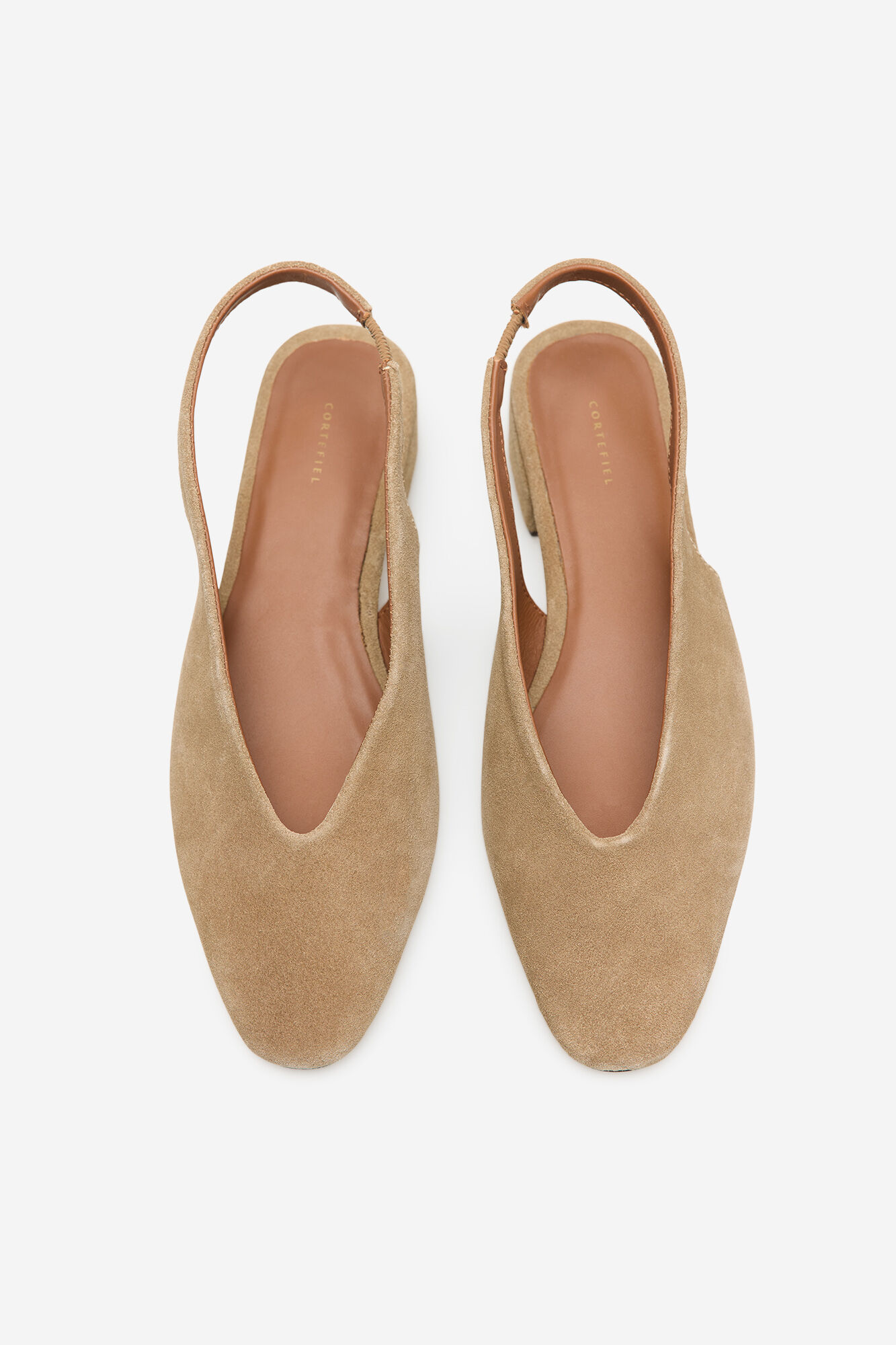 Cortefiel Leather slingback heeled shoe Nude