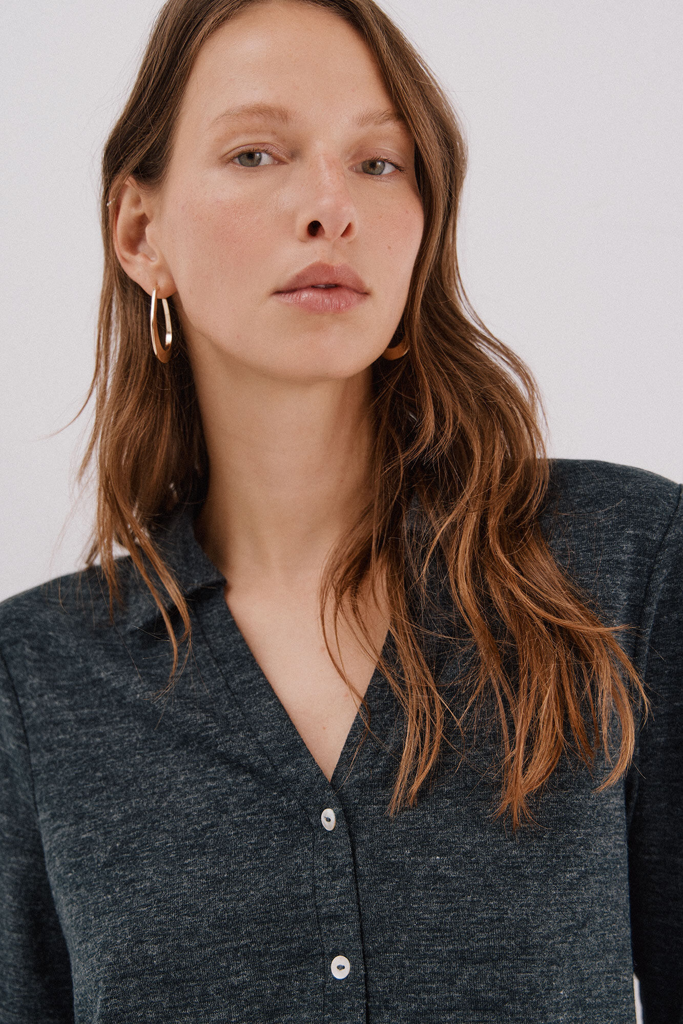 Cortefiel Jersey-knit knit shirt Dark grey