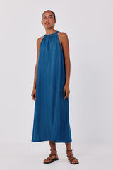 Cortefiel Halterneck denim dress Blue