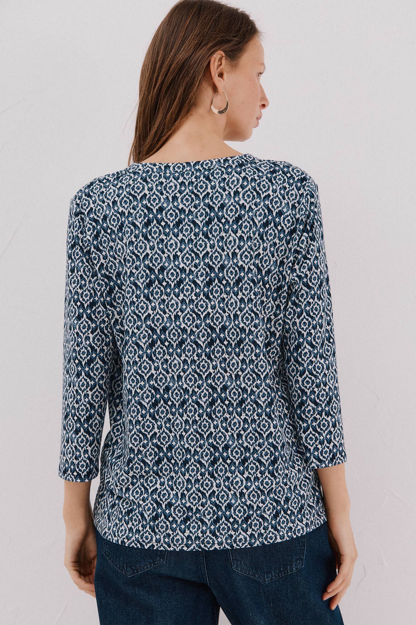 Cortefiel Blusa b&aacute;sica com gola mao Azul