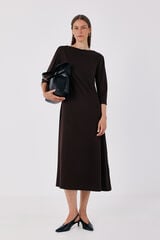 Cortefiel V-shaped dress Dark brown