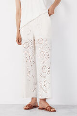 Cortefiel Embroidered women's trousers Ivory