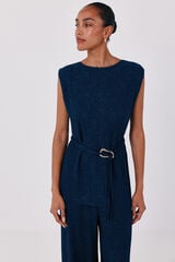 Cortefiel Top jacquard com fivela Azul