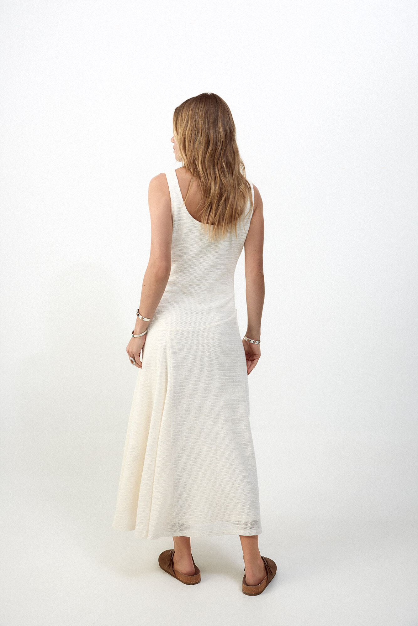Slowlove Vestido tirantes estructura Ecru