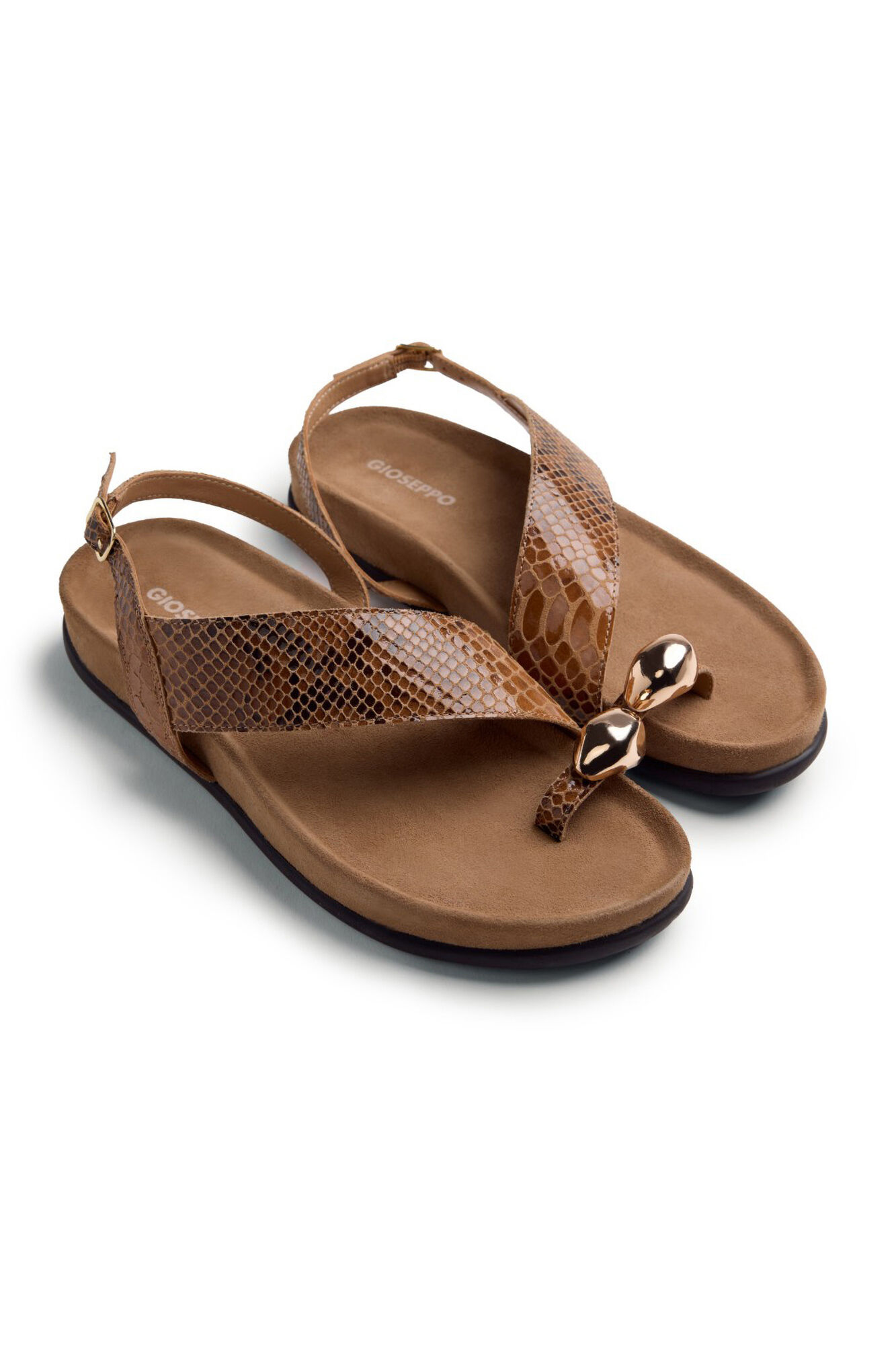 Gioseppo Leather animal print and jewel sandals tanauan