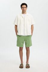 Selected Camisa jeans de manga curta Ecru