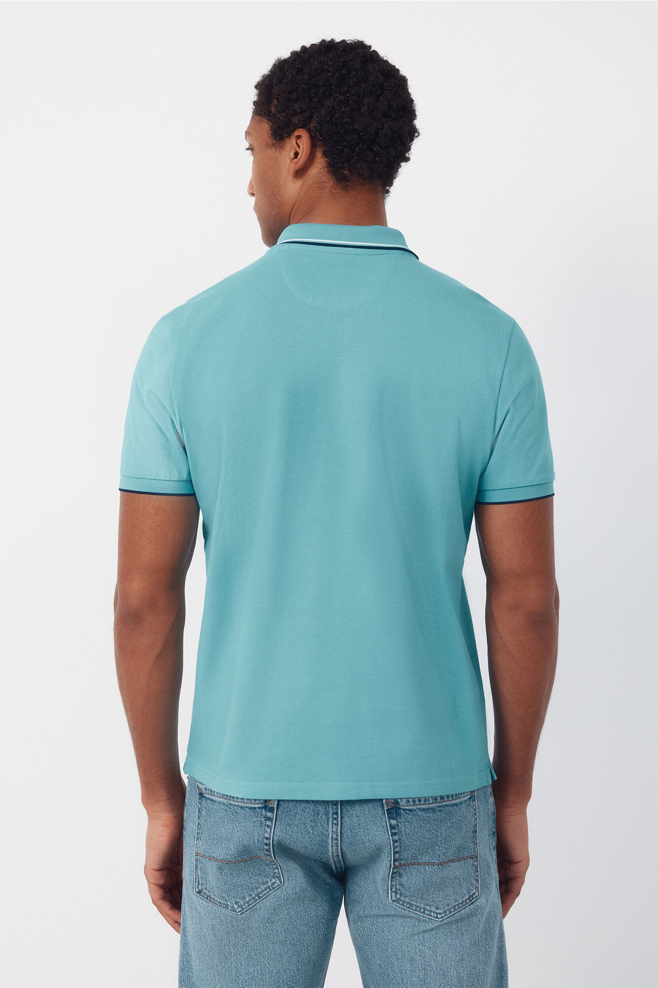Cortefiel Polo shirt with tips Turquoise