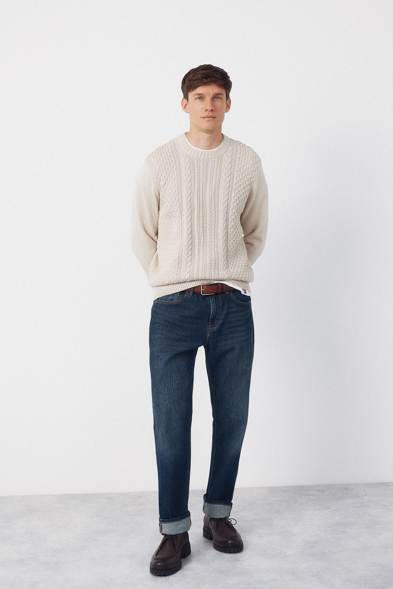 Cortefiel Cable knit round neck jersey-knit 