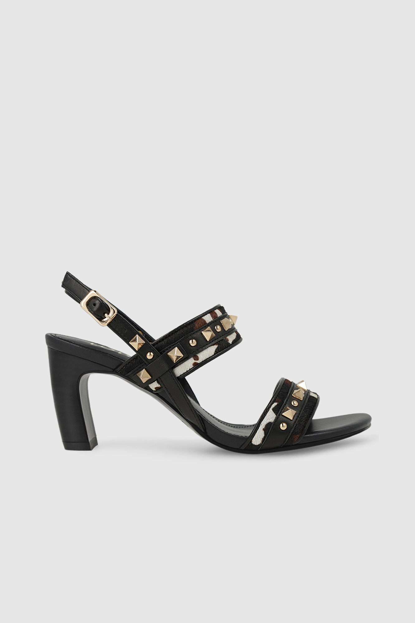 Lodi Sand&aacute;lias em pele combinada com efeito animal print