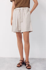 Cortefiel Linen bermuda shorts shorts Printed brown