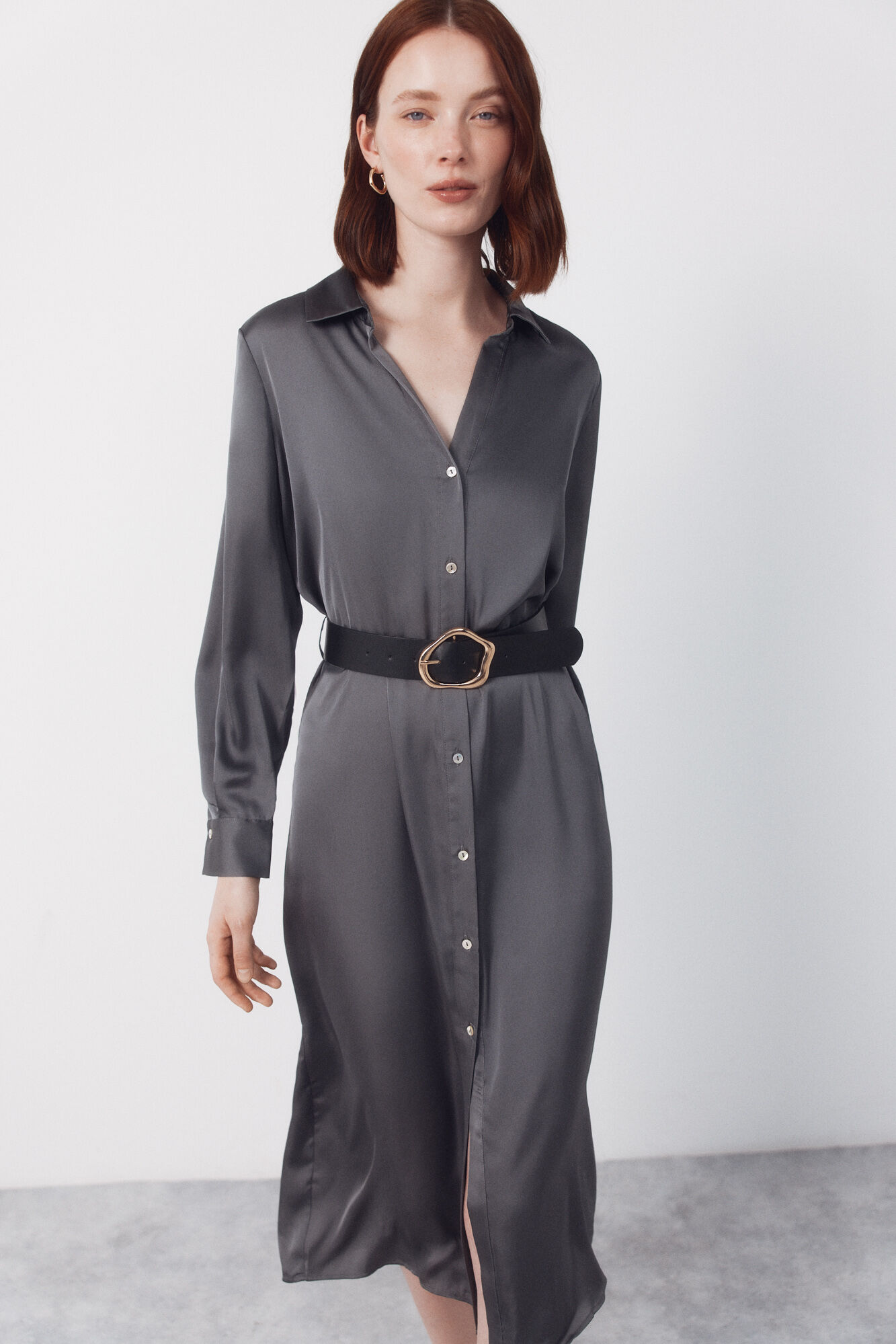 Cortefiel Vestido camisa de cetim