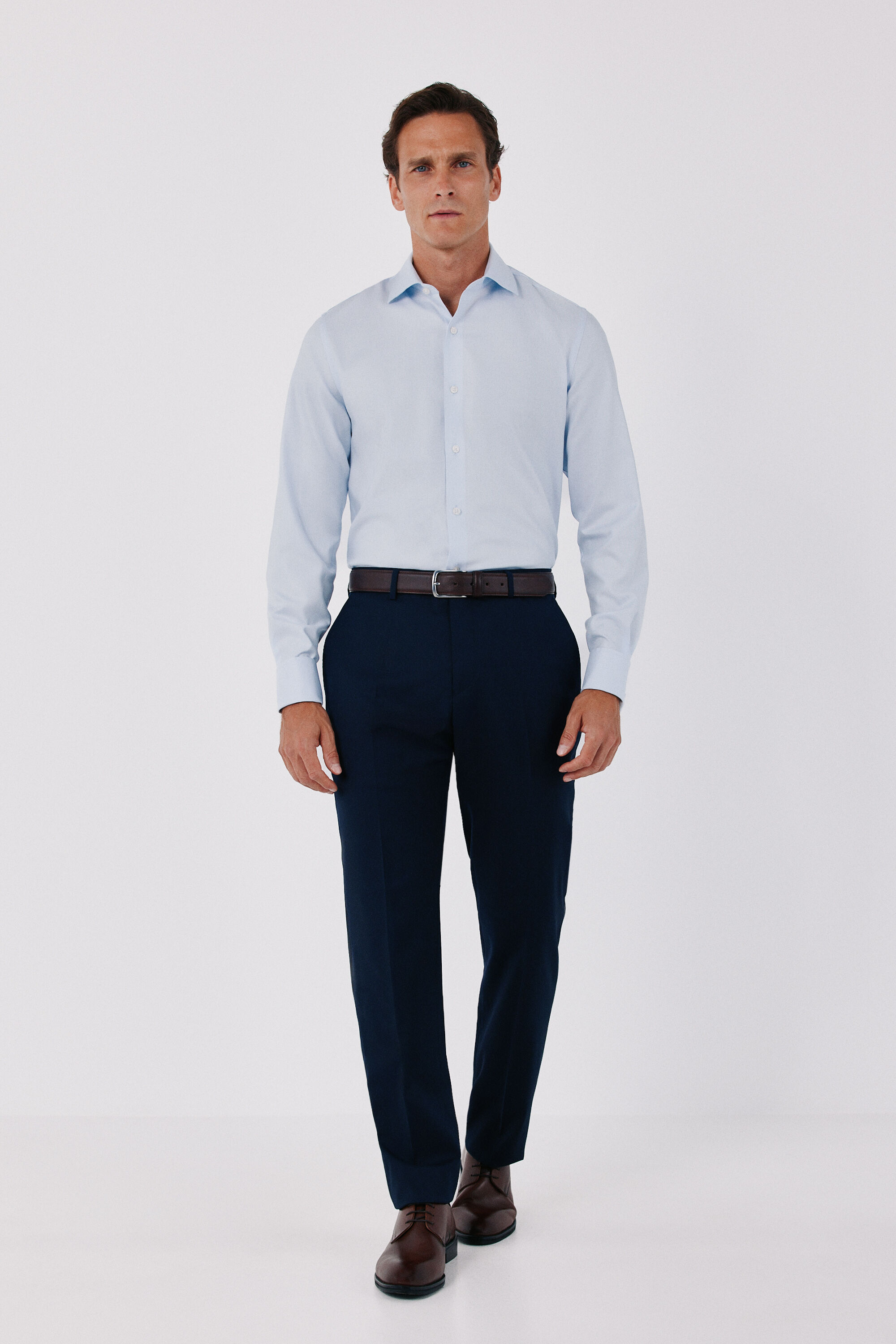 Cortefiel Plain easy-iron dress shirt with cufflink cuffs