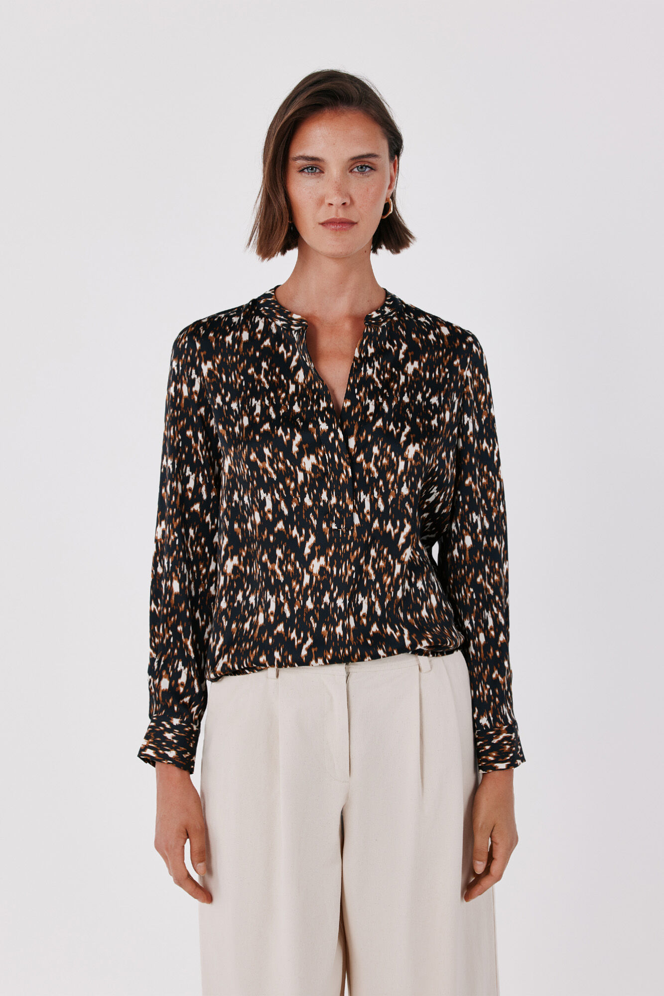 Cortefiel Satin-finish polo shirt blouse