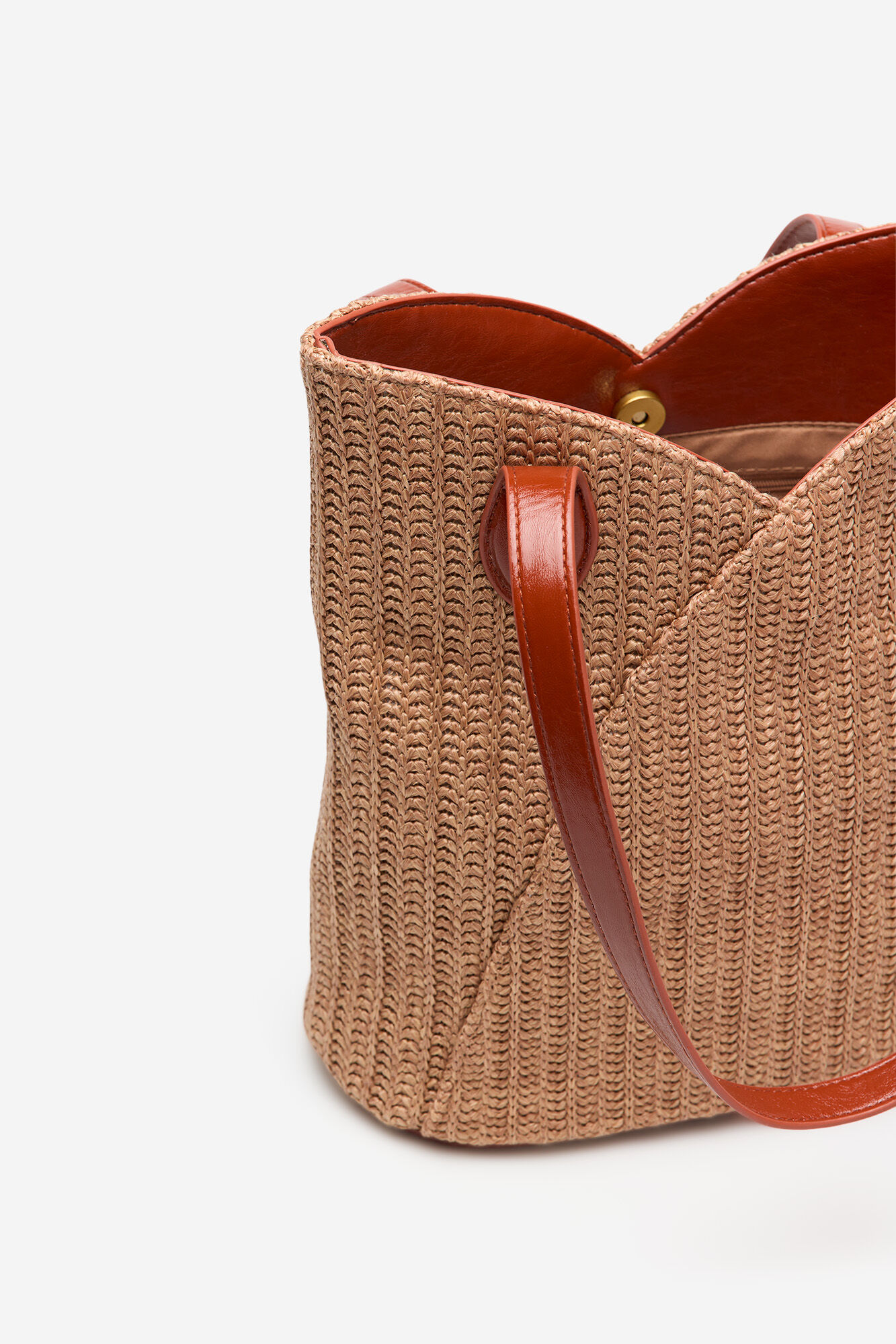 Cortefiel Raffia cut-out bag Beige