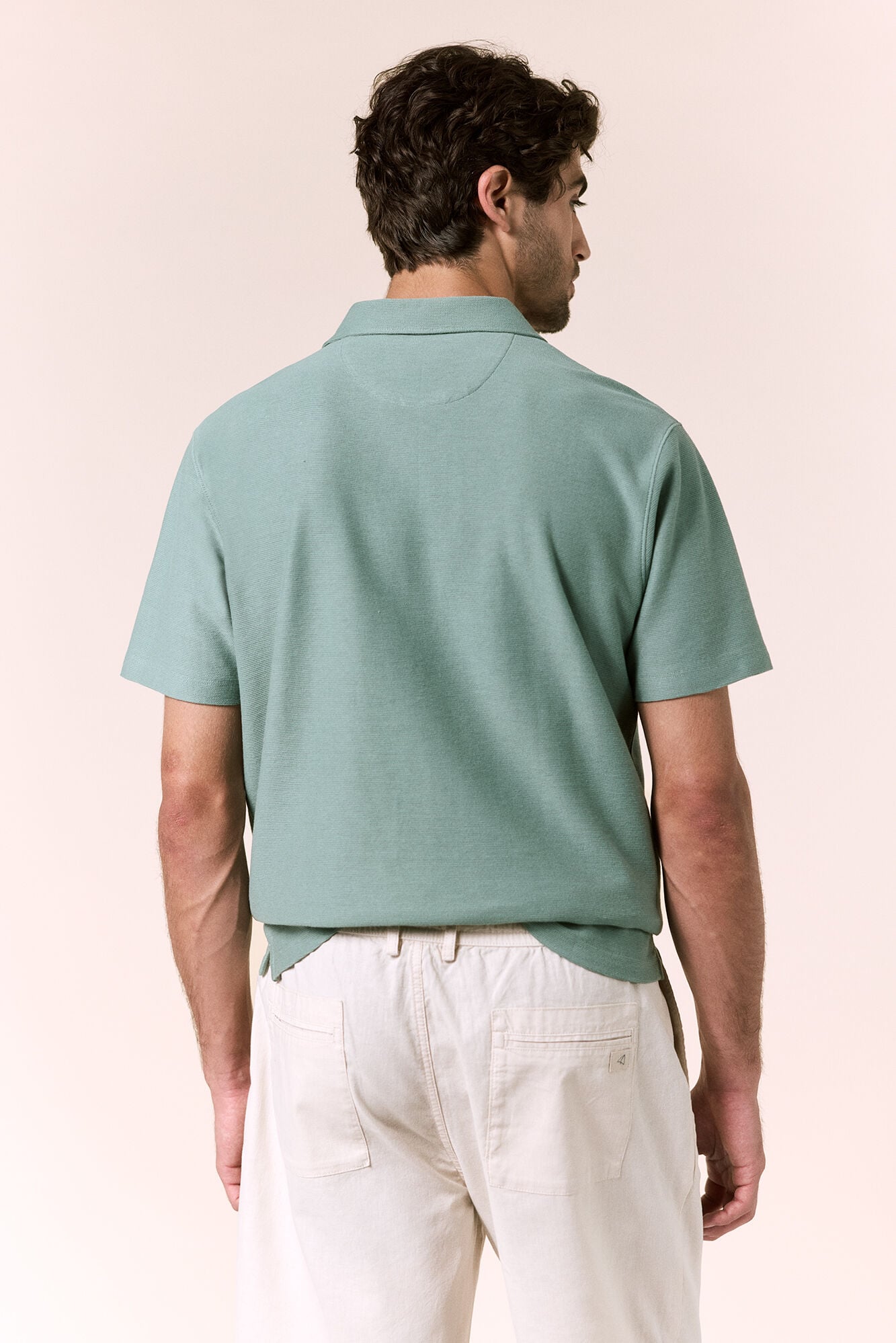 OOTO Piqu&eacute; V-neck polo shirt Green